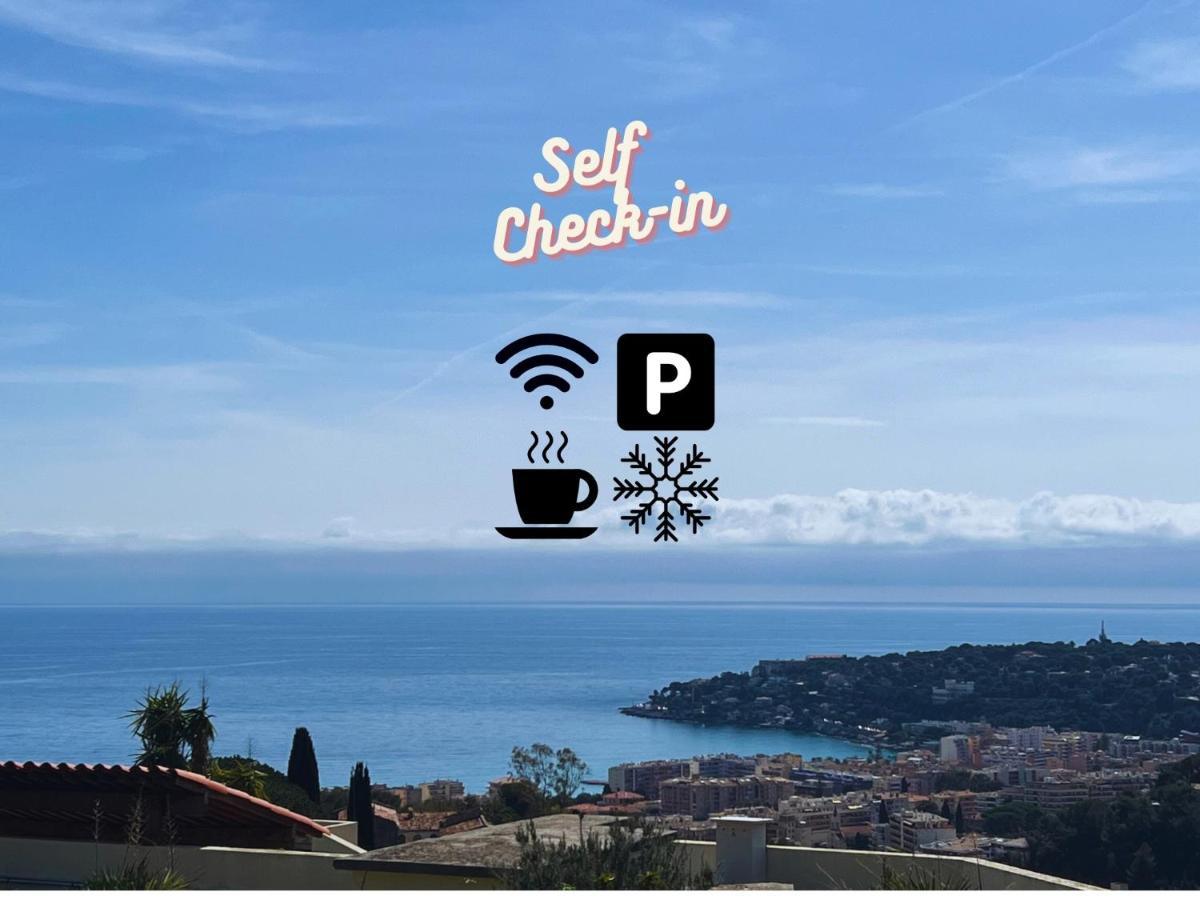 Charmant Studio Climatisé vue mer panoramique , Parking gratuit Menton Extérieur photo